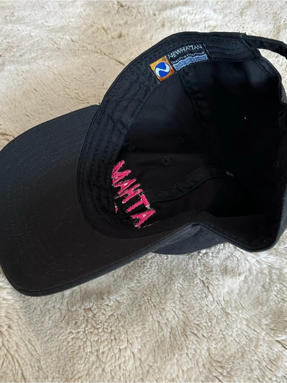 Newhattan Chatham, MA Cotton Hat Baseball Cap Adjustable Black and Pink NWOT